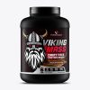 alt= A container of HyperStrength's Viking Mass Dairy Free Protein Gainer in Chocolate Extreme flavor, 6 lbs. The label indicates 16g protein, 27 vitamins, 630 calories per serving, and 100% plant-based.